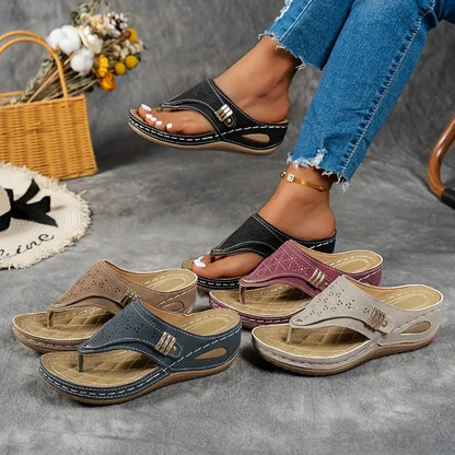 Sandalias de Tira Cómodas para Mujeres con Soporte de Arco Contorneado Estilo Flip Flop