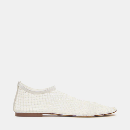 Sandalias Cerradas Cómodas para Mujeres con Parte Superior de Malla Tejida, Punta Cuadrada, Estilo Plano y Sin Hebillas