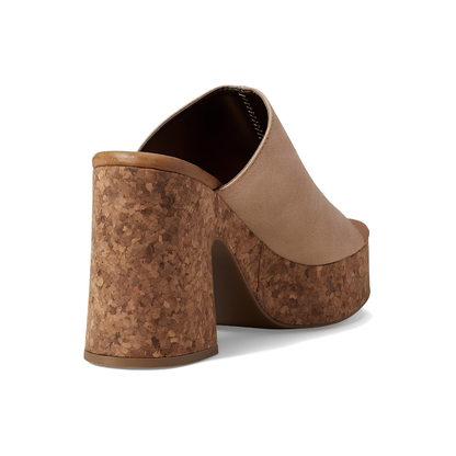 Mules Cómodos con Tacones para Mujeres con Plataforma de Corcho y Tacón Bloque Abierto