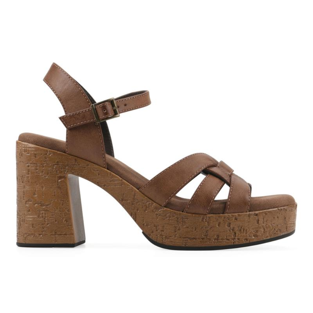 Sandalias de Tacón Bloque Cómodas para Mujeres con Plataforma de Corcho y Correa Tobillera Tejida