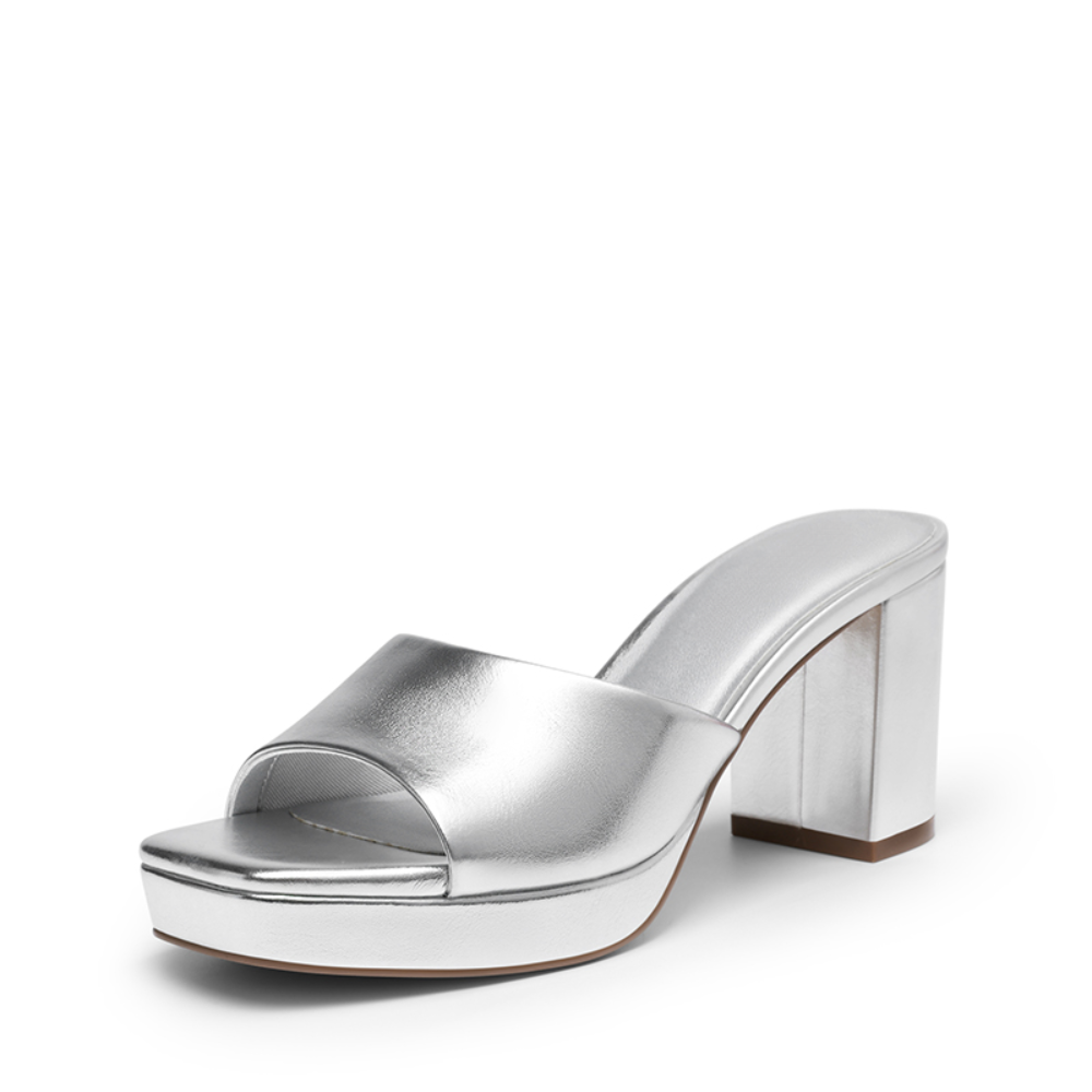 Mules Cómodos con Tacones para Mujeres con Punta Cuadrada, Plataforma Ancha y Tacón de Bloque en Estilo Deslizante