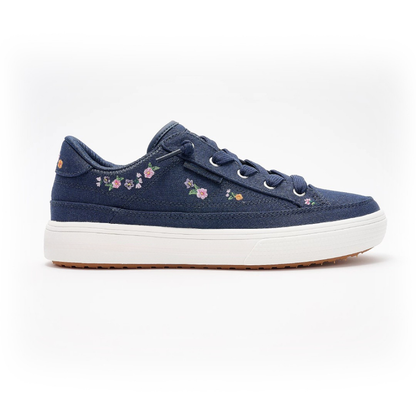 Zapatillas Cómodas para Mujeres con Bordado Floral en Lona y Estilo Bajo con Cordones