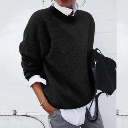 Suéter de Punto Cómodo para Mujeres con Cuello Alto, Manga Larga, Estilo Oversized y Relajado