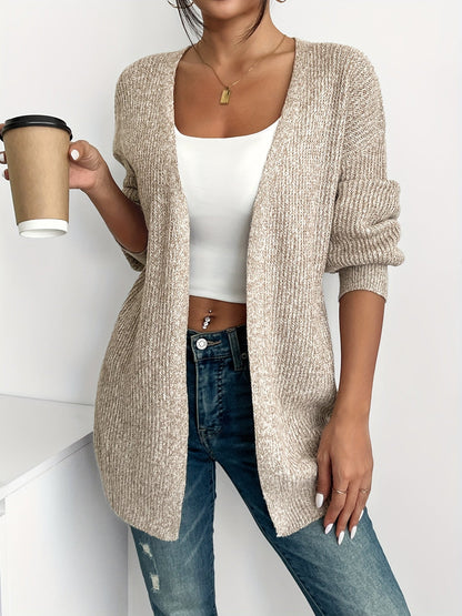 Suéter Cardigan Cómodo Amarillo Claro para Mujeres con Manga Globo y Estilo Oversized de Tejido
