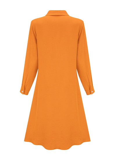 Vestido Camisa Elegante de Botones Frontal para Mujeres con Cuello y Manga Larga Estilo A Linea Fluyente