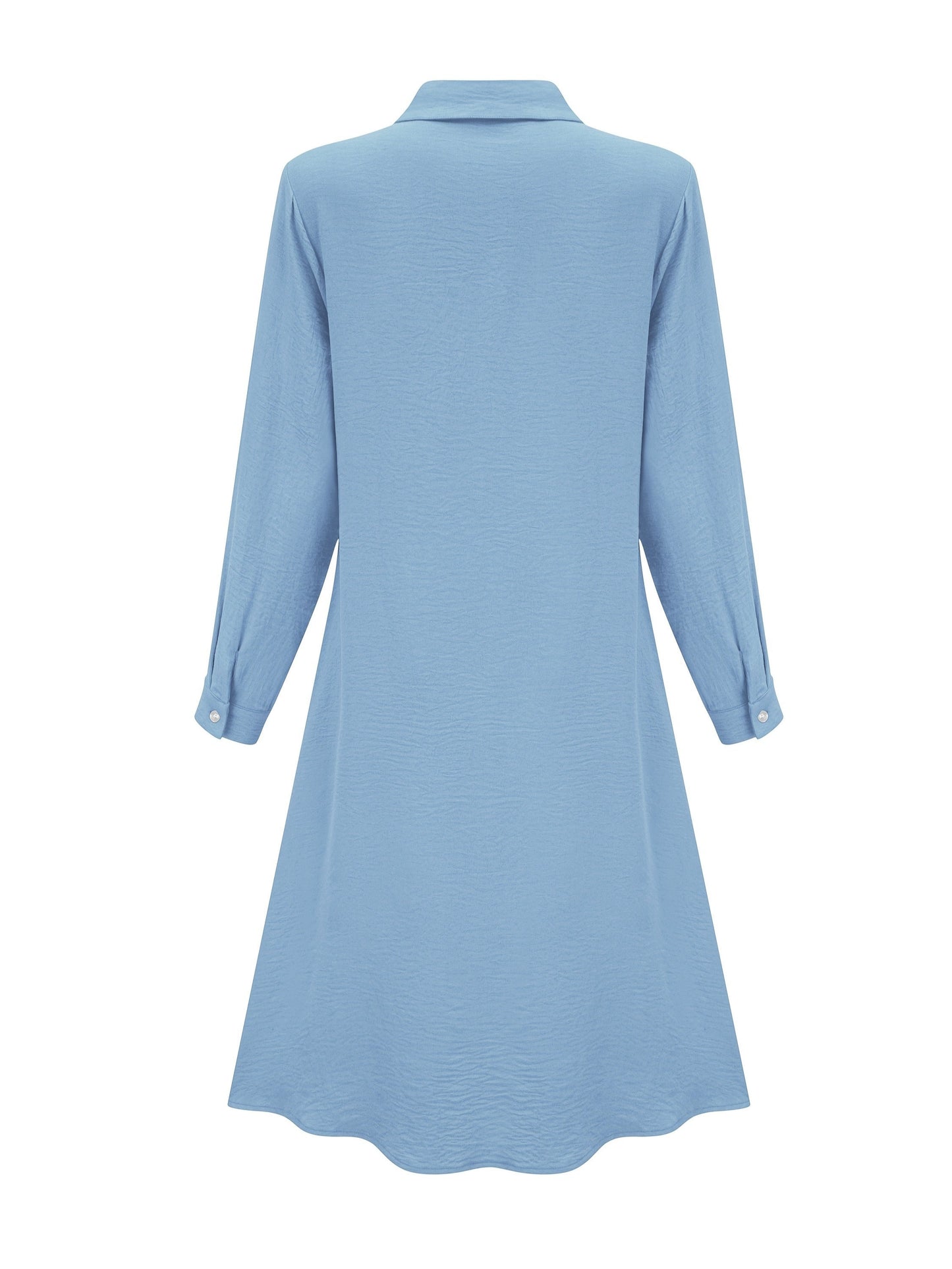 Vestido Camisa Elegante de Botones Frontal para Mujeres con Cuello y Manga Larga Estilo A Linea Fluyente