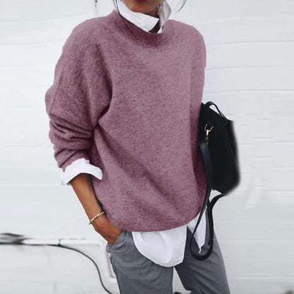 Suéter de Punto Cómodo para Mujeres con Cuello Alto y Manga Larga en Estilo Oversized Relajado