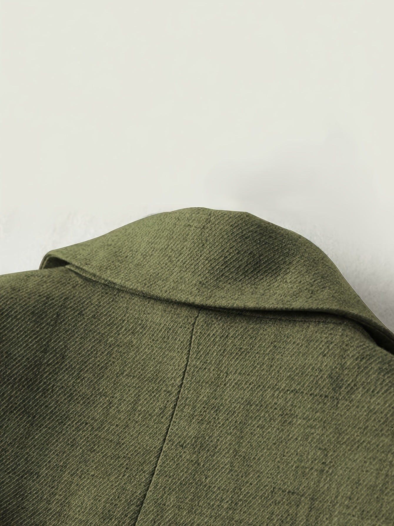 Blazer Texturizado Verde Helecho Elegante para Mujeres con Solapa de Muesca, Manga Larga y Puño Rayado Estilo Casual