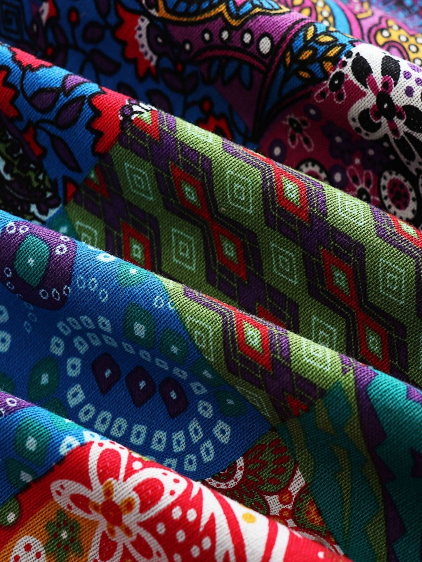 Abrigo de forro polar con estampado de patchwork sin esfuerzo para mujeres, con capucha, manga larga, frente abotonado y estilo bohemio oversized