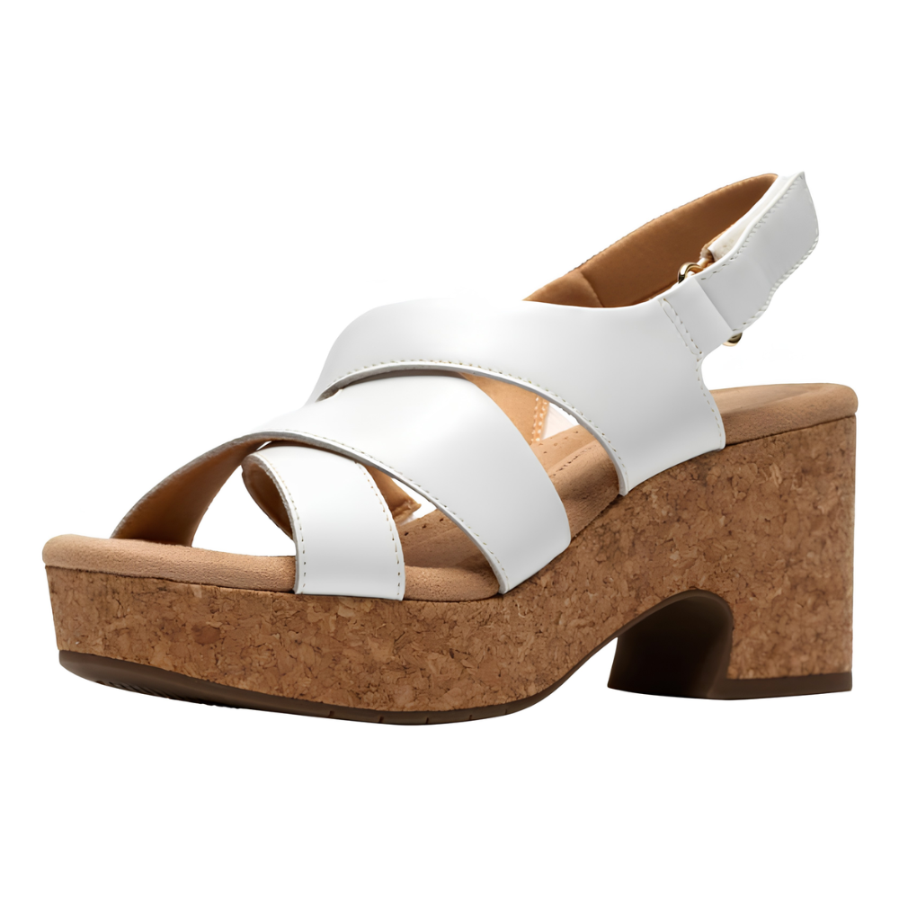 Sandalias de Tacón Cómodas para Mujeres con Correa Cruzada y Tacón de Corcho Estilo Slingback