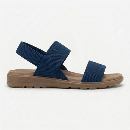 Sandalias Planas Cómodas para Mujeres con Dos Tiras, Hebilla en el Tobillo, Abiertas y Con Estilo Acolchado