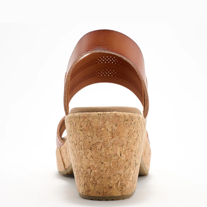 Sandalias de cuña cómodas para mujer con tiras cruzadas, plataforma de corcho y estilo de slingback elástico