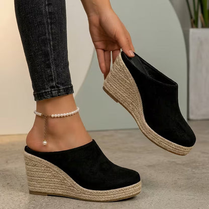 Mules Elegantes para Mujeres con Punta Cerrada Estilo Plataforma de Espadrille