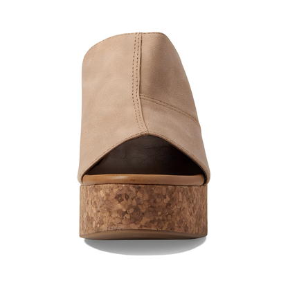 Mules Cómodos con Tacones para Mujeres con Plataforma de Corcho y Tacón Bloque Abierto