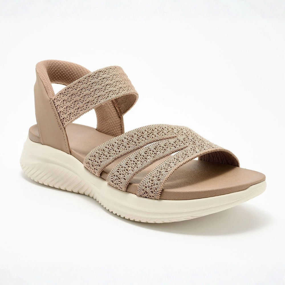Sandalias Cómodas para Mujeres con Correa de Estiramiento Tejida, Suela Acolchada y Tobillo Ajustable Estilo Deportivo