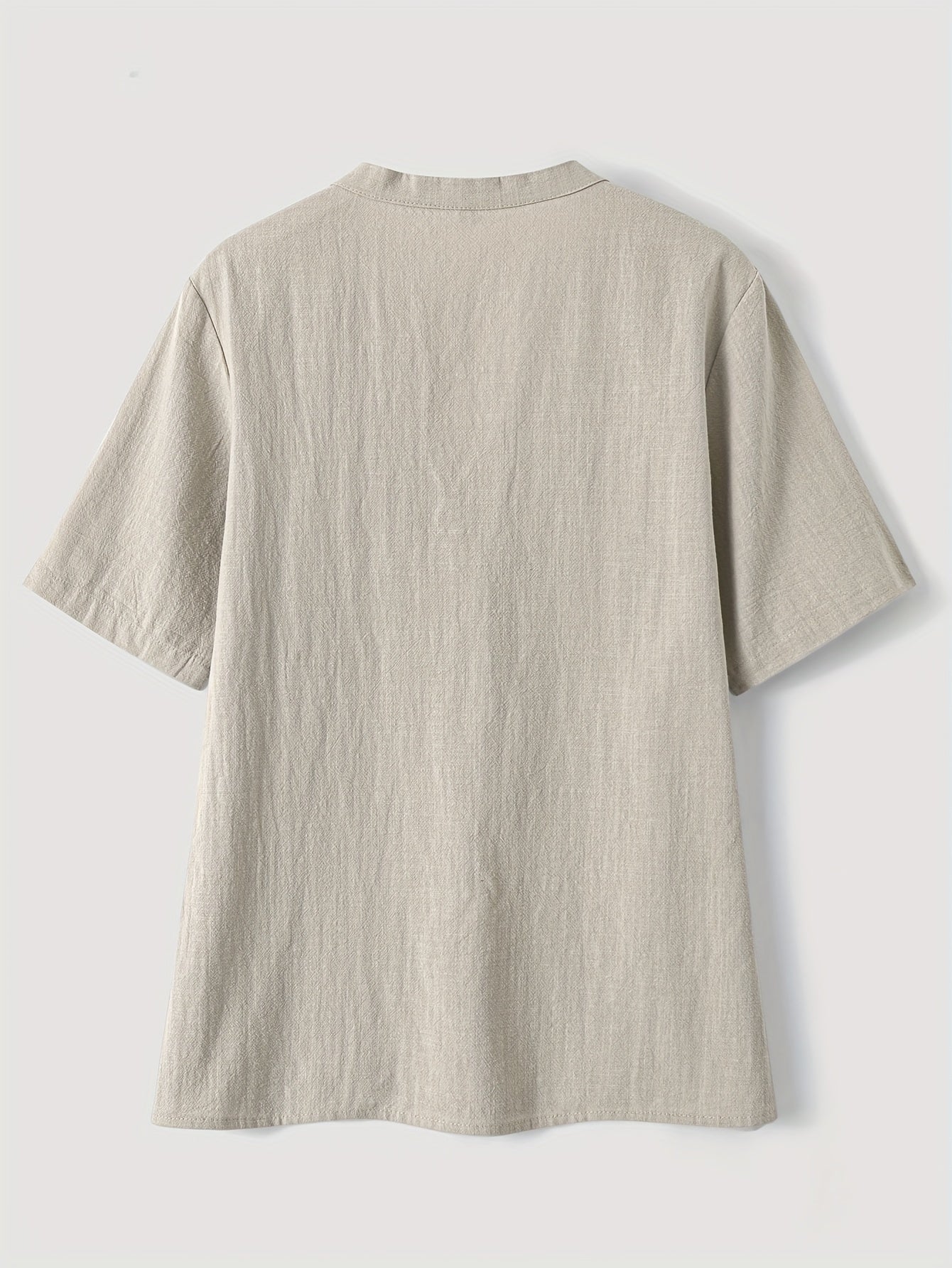 Blusa Texturizada Sin Esfuerzo para Mujeres con Escote en V Notch, Manga Corta, Estilo Relajado y Botones en la Parte Frontal