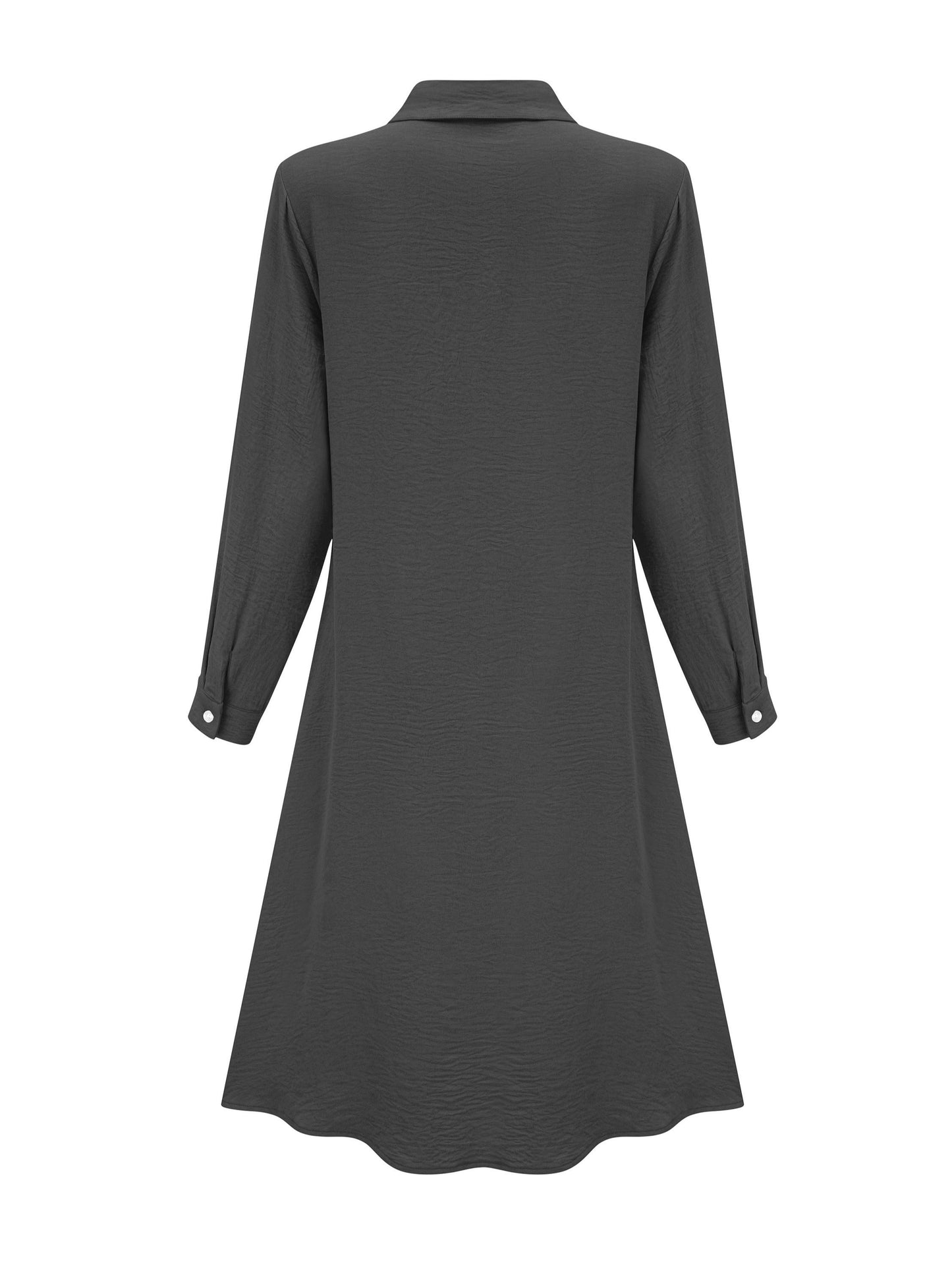 Vestido Camisa Elegante de Botones Frontal para Mujeres con Cuello y Manga Larga Estilo A Linea Fluyente