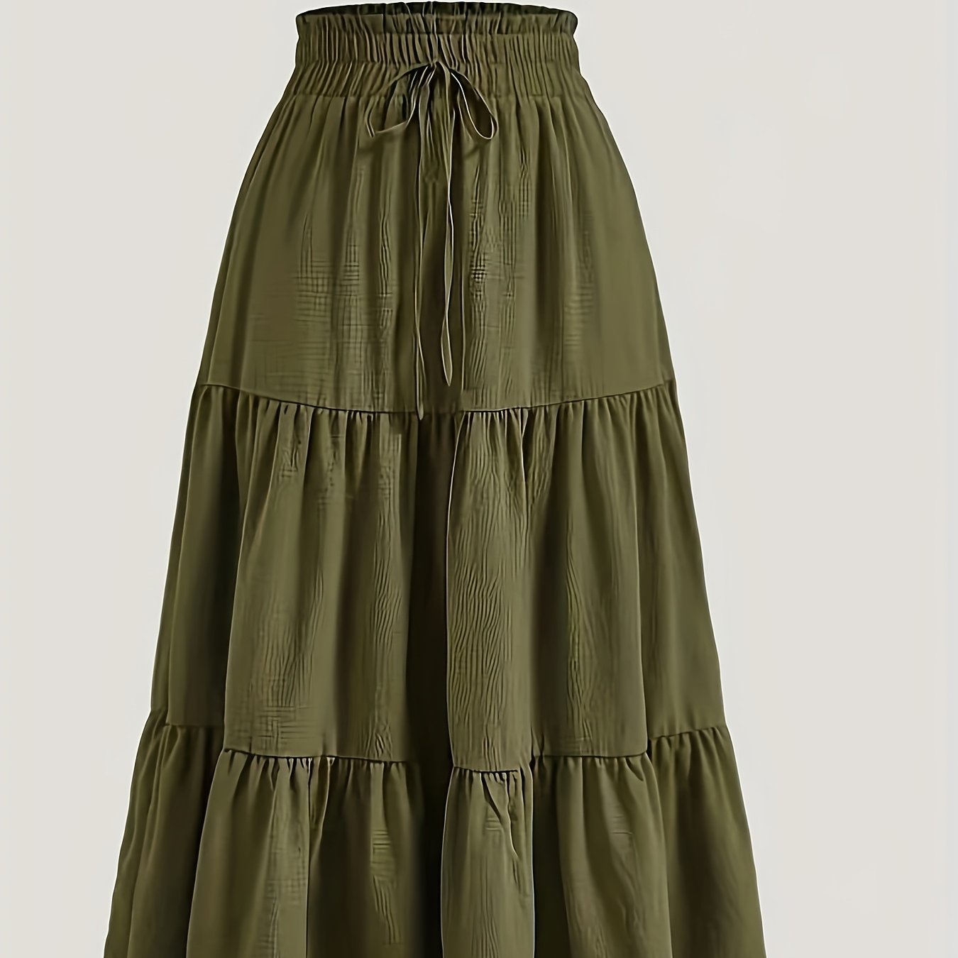 Falda Maxi Con Volantes Sin Esfuerzo para Mujeres con Cintura Paperbag y Cordón, Estilo Bohemio