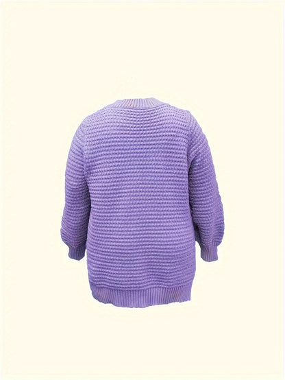 Suéter de Punto Texturizado Cómodo para Mujeres con Cuello Alto y Manga Larga en Estilo Relajado y Oversized