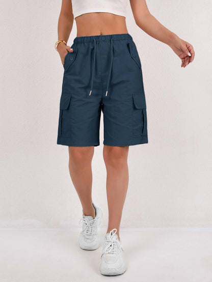 Pantalones Cortos Bermuda Cargo Rosa Sin Esfuerzo para Mujeres con Cintura Alta y Estilo Casual Relajado