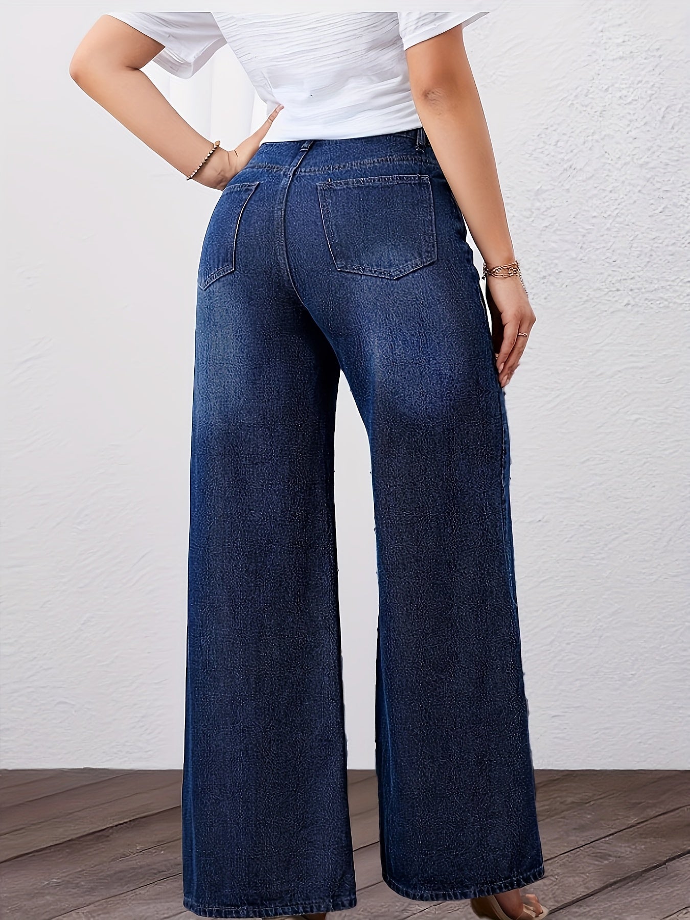 Jeans Anchos de Cintura Alta en Azul Relajado para Mujeres con Estilo Recto