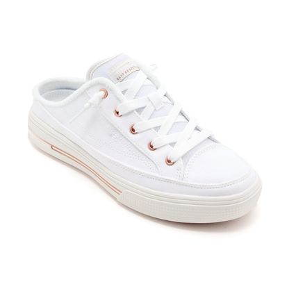 Mules Cómodas para Mujeres con Parte Superior de Lona Sin Talón Estilo Sneaker Bajo con Cordones
