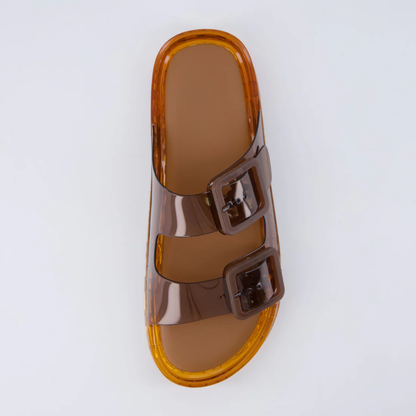 Sandalias de Gel Cómodas para Mujeres con Correa de Doble Hebilla, Translucidas, Estilo Impermeable
