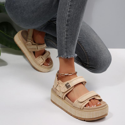Sandalias de Plataforma Elegantes para Mujeres con Dos Correas y Hebilla en el Tobillo, Estilo Chunky