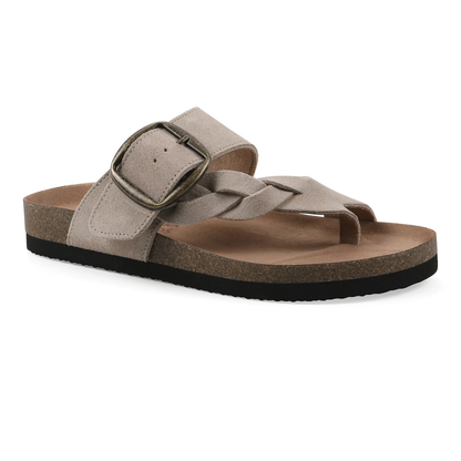 Sandalias de Deslizamiento Cómodas para Mujeres con Doble Correa y Plantilla de Corcho Estilo Abierto