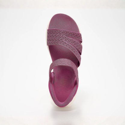 Sandalias Cómodas para Mujeres con Correa de Estiramiento Tejida, Suela Acolchada y Tobillo Ajustable Estilo Deportivo