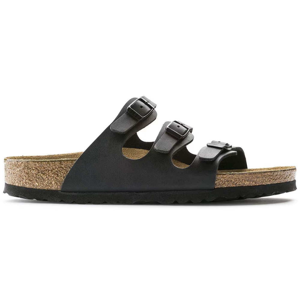 Sandalias Cómodas para Mujeres con Tiras de Triple Hebilla y Plantilla de Corcho, Estilo Plano de Deslizamiento