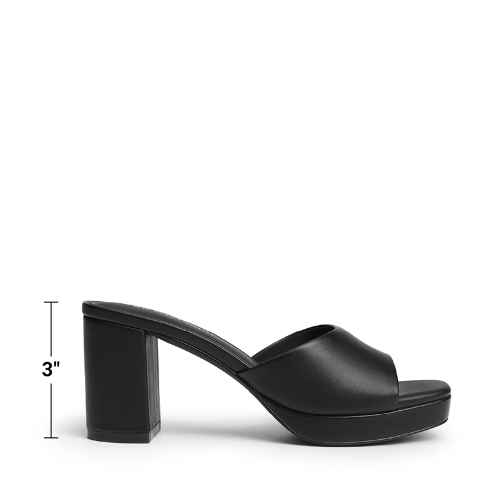 Mules Cómodos con Tacones para Mujeres con Punta Cuadrada, Plataforma Ancha y Tacón de Bloque en Estilo Deslizante