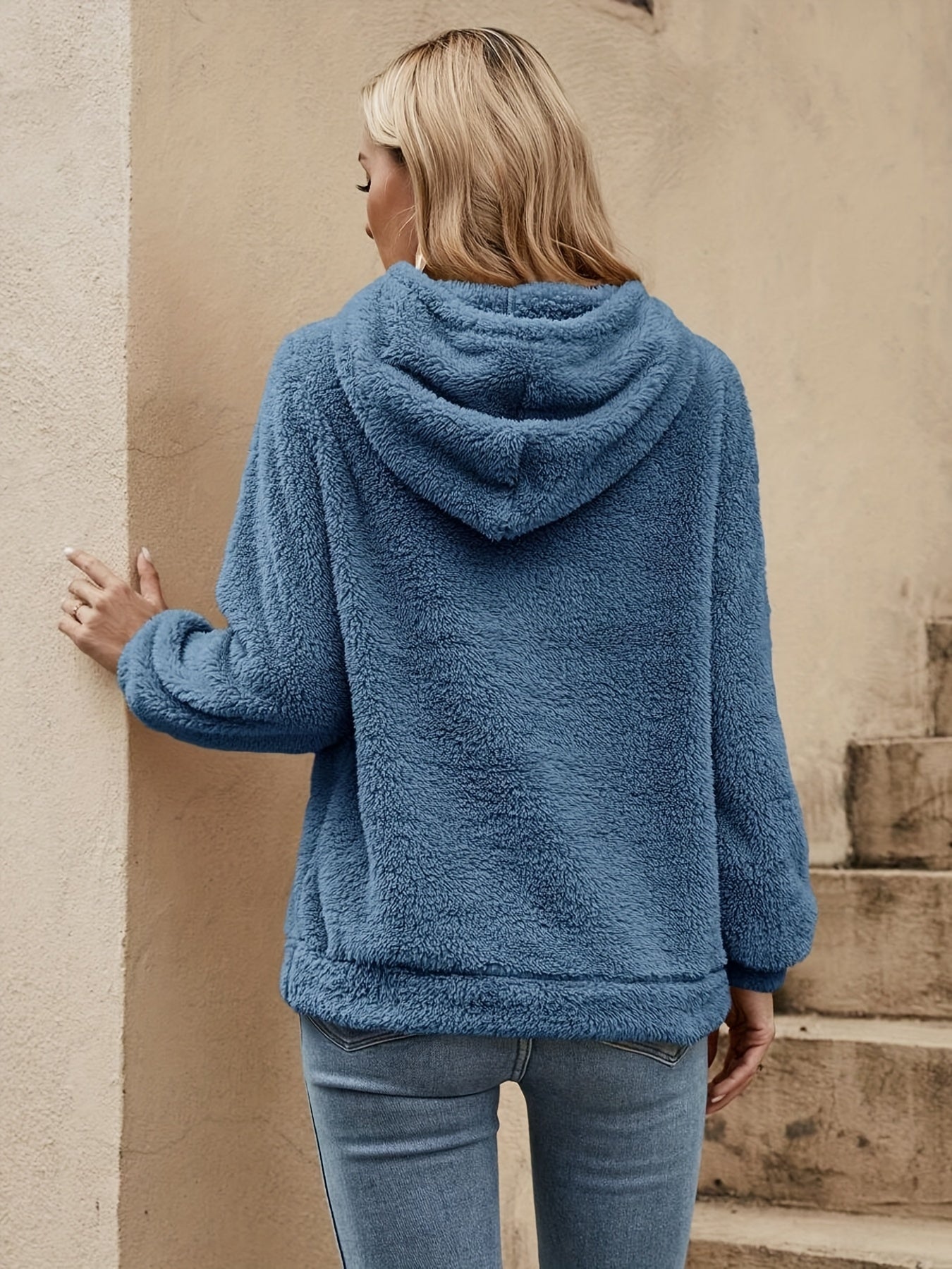 Sudadera cómoda de forro polar Sherpa para mujeres con capucha ajustable, de manga larga, estilo relajado y oversize