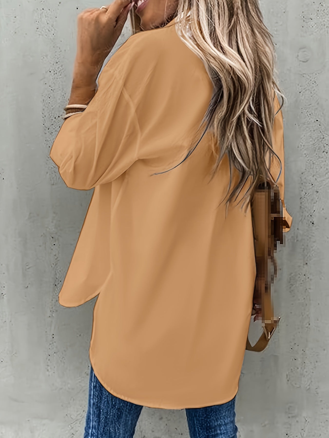 Camisa de Manga Larga de Color Sólido para Mujeres