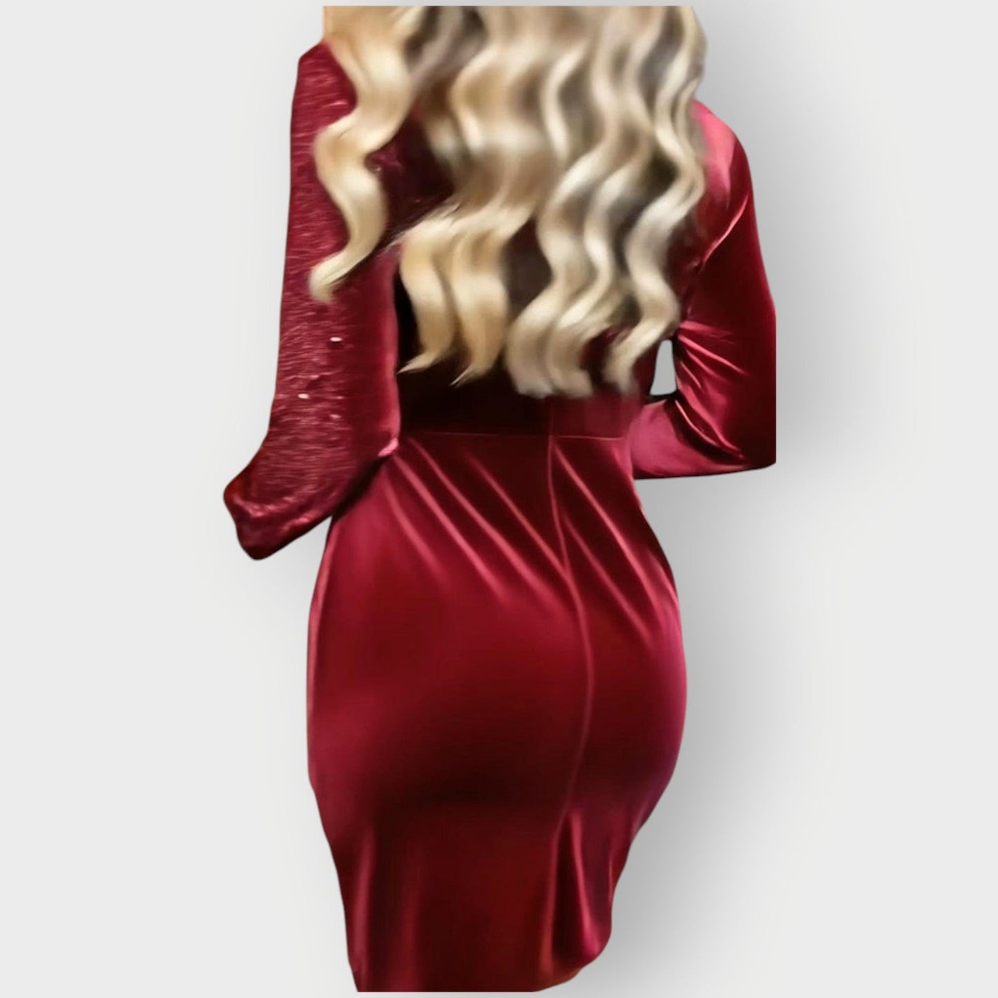 Vestido Envoltura de Terciopelo con Lentejuelas Elegante para Mujeres con Escote en V y Manga Larga Cuerpo Ceñido Estilo Cóctel