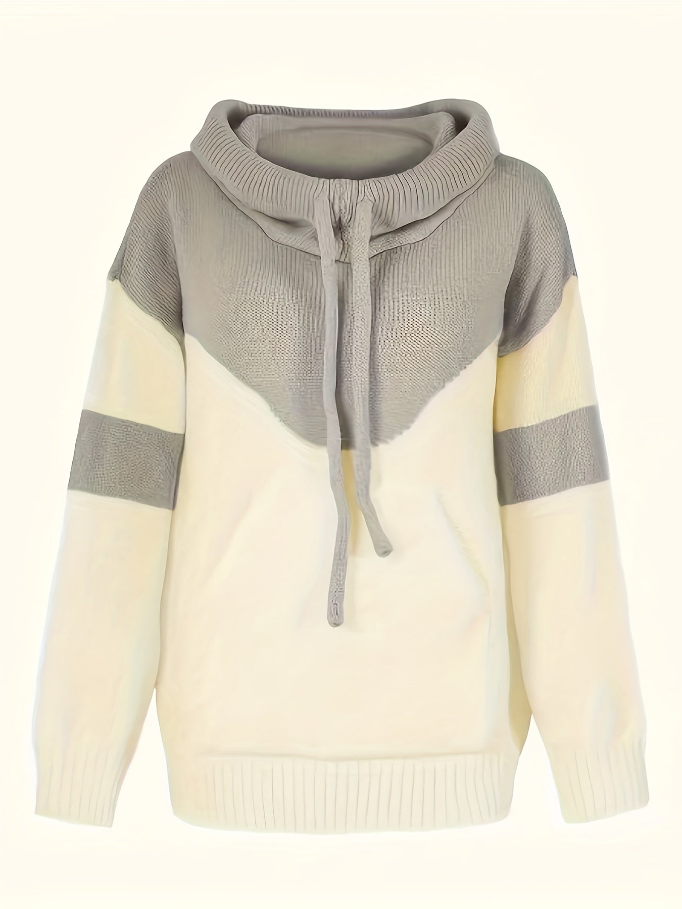 Suéter Colorblock Cómodo para Mujeres con Cuello Cowl de Manga Larga, Estilo Relajado y Oversized