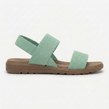 Sandalias Planas Cómodas para Mujeres con Dos Tiras, Hebilla en el Tobillo, Abiertas y Con Estilo Acolchado