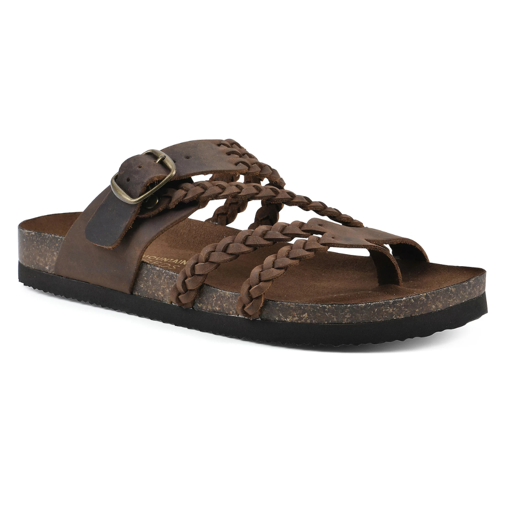 Sandalias Cómodas para Mujeres con Correa de Hebilla y Dedo Trenzado, Plantilla de Corcho, Estilo Deslizante