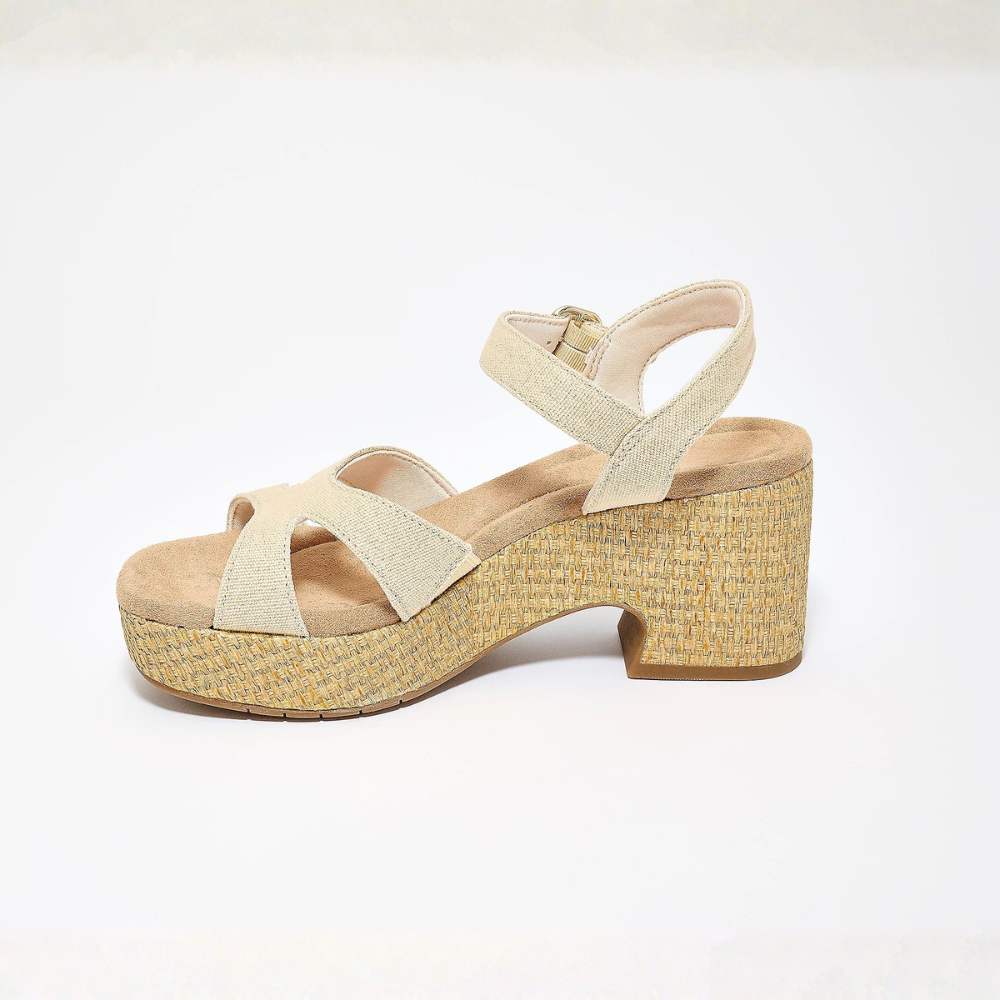 Sandalias de Tacón Bloque Cómodas para Mujer con Correa Cruzada y Plataforma de Espadrille