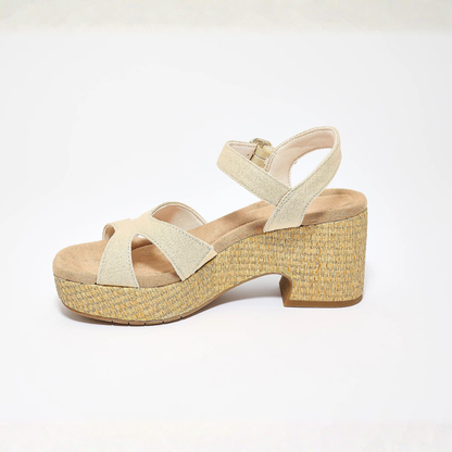 Sandalias de Tacón Bloque Cómodas para Mujer con Correa Cruzada y Plataforma de Espadrille