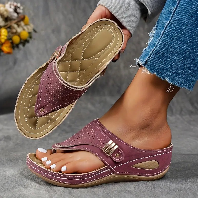 Sandalias de Tira Cómodas para Mujeres con Soporte de Arco Contorneado Estilo Flip Flop