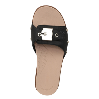 Sandalias Planas Cómodas para Mujeres con Tira Trenzada y Suela de Corcho con Tachuelas Estilo Slide