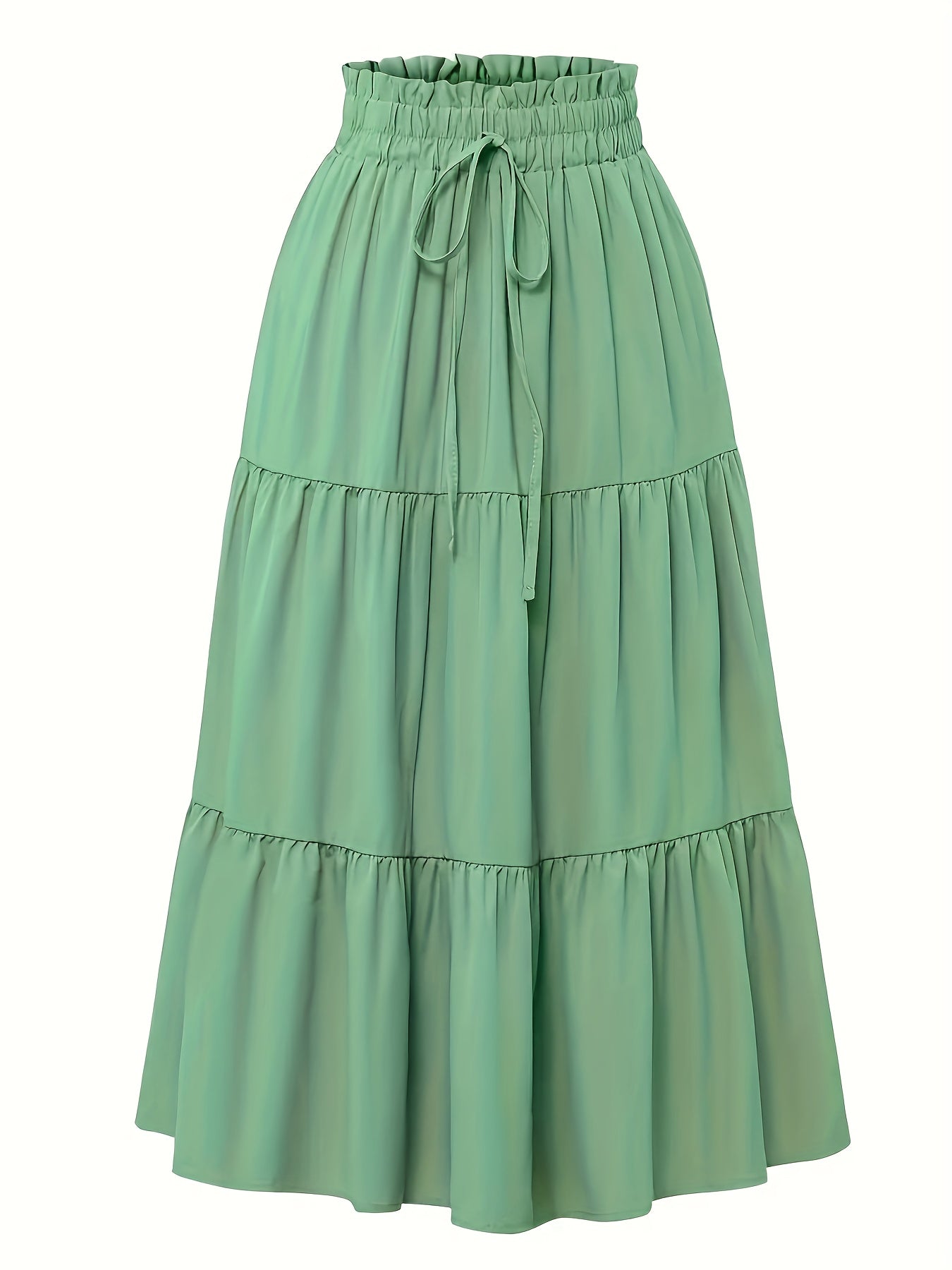 Falda Maxi Con Volantes Sin Esfuerzo para Mujeres con Cintura Paperbag y Cordón, Estilo Bohemio
