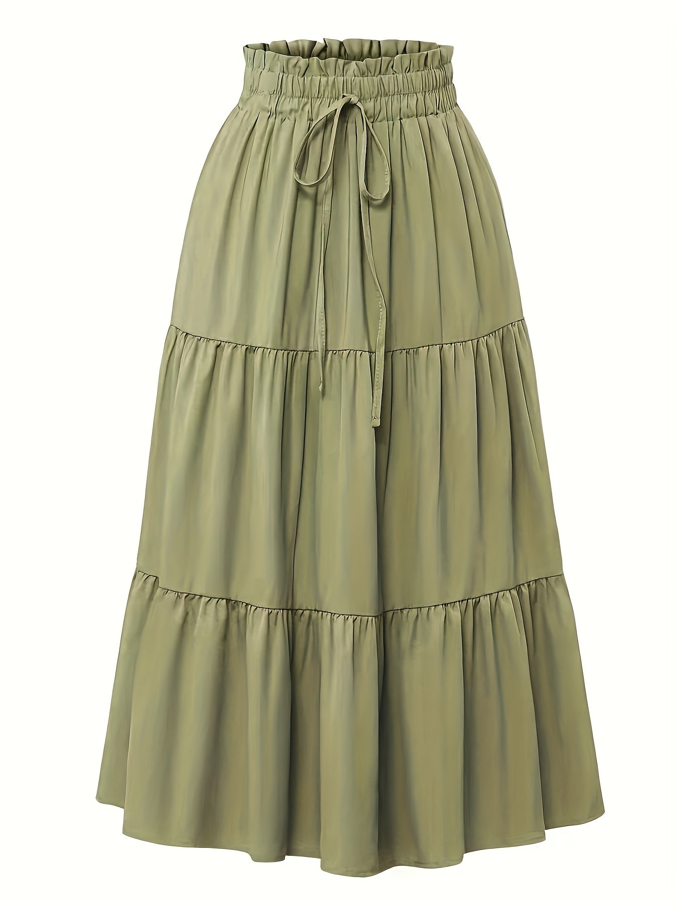 Falda Maxi Con Volantes Sin Esfuerzo para Mujeres con Cintura Paperbag y Cordón, Estilo Bohemio