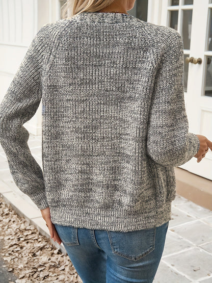 Suéter de Cardigan de Punto Grueso y Cómodo para Mujeres con Cuello en V, Manga Larga y Estilo Relajado con Botones