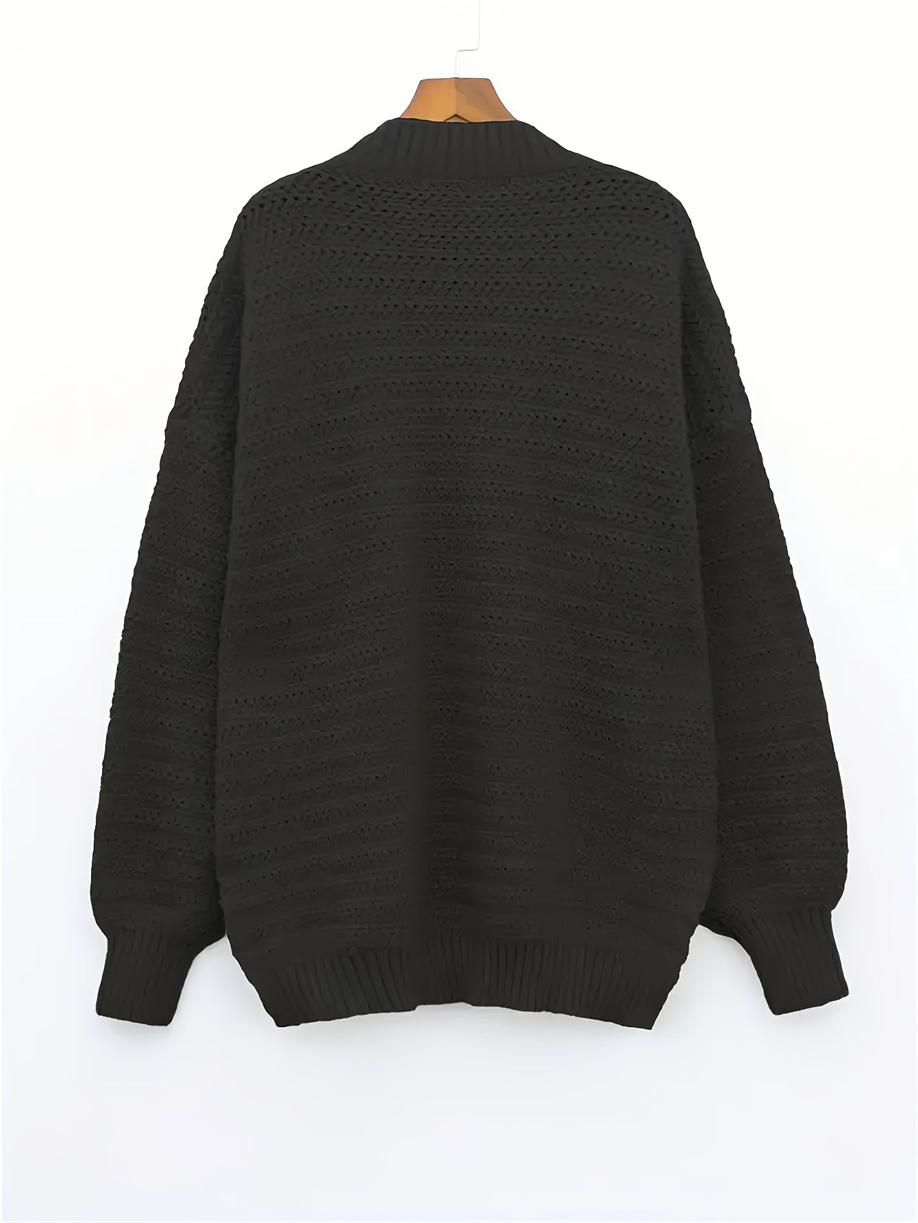 Suéter de Punto Texturizado Cómodo para Mujeres con Cuello Alto y Manga Larga en Estilo Relajado y Oversized
