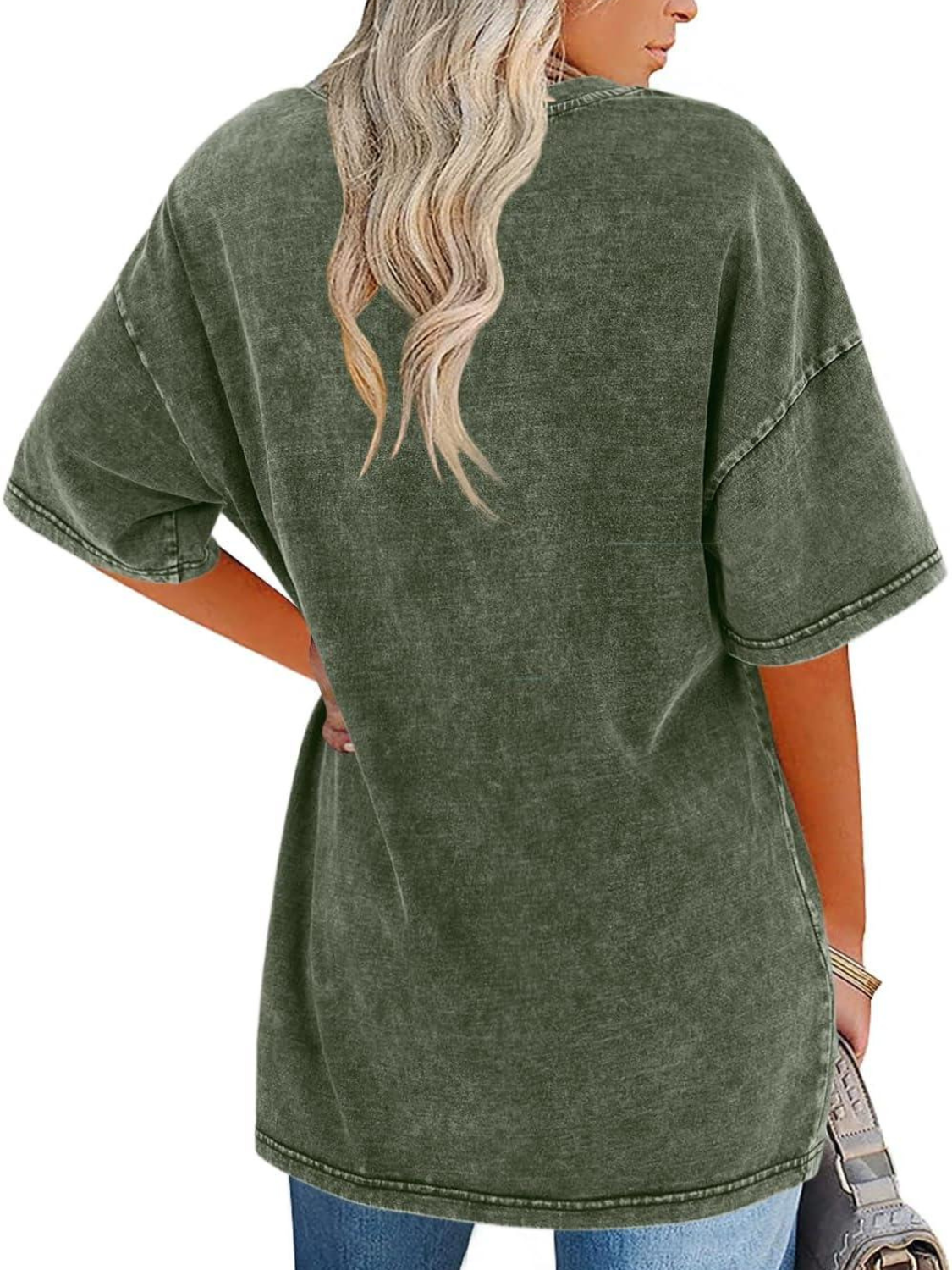Túnica de Algodón Lavado Sin Esfuerzo para Mujeres con Cuello Redondo y Manga Corta, Estilo Oversized y Casual