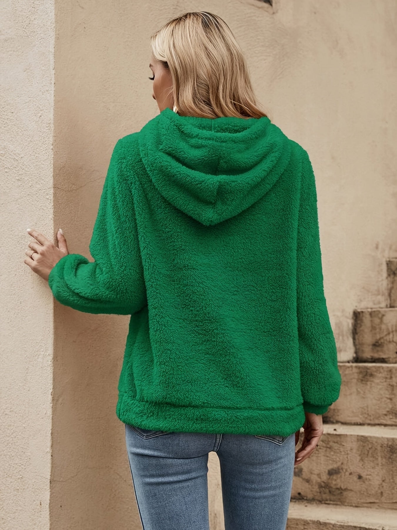 Sudadera cómoda de forro polar Sherpa para mujeres con capucha ajustable, de manga larga, estilo relajado y oversize