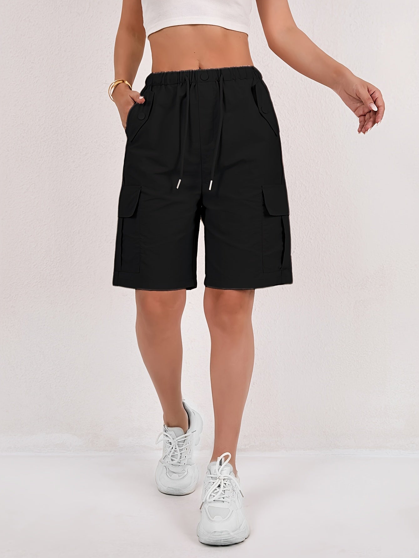 Pantalones Cortos Bermuda Cargo Rosa Sin Esfuerzo para Mujeres con Cintura Alta y Estilo Casual Relajado
