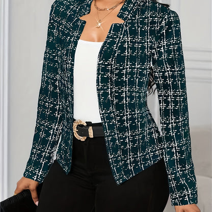 Blazer de Tweed Elegante para Mujeres con Cuello de Solapa, Manga Larga, Estilo Ajustado